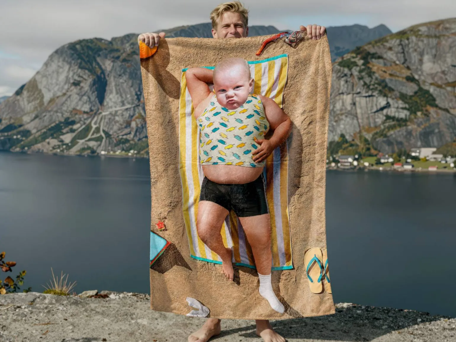Badehåndklæde med Eget Foto - Sjovt Tryk