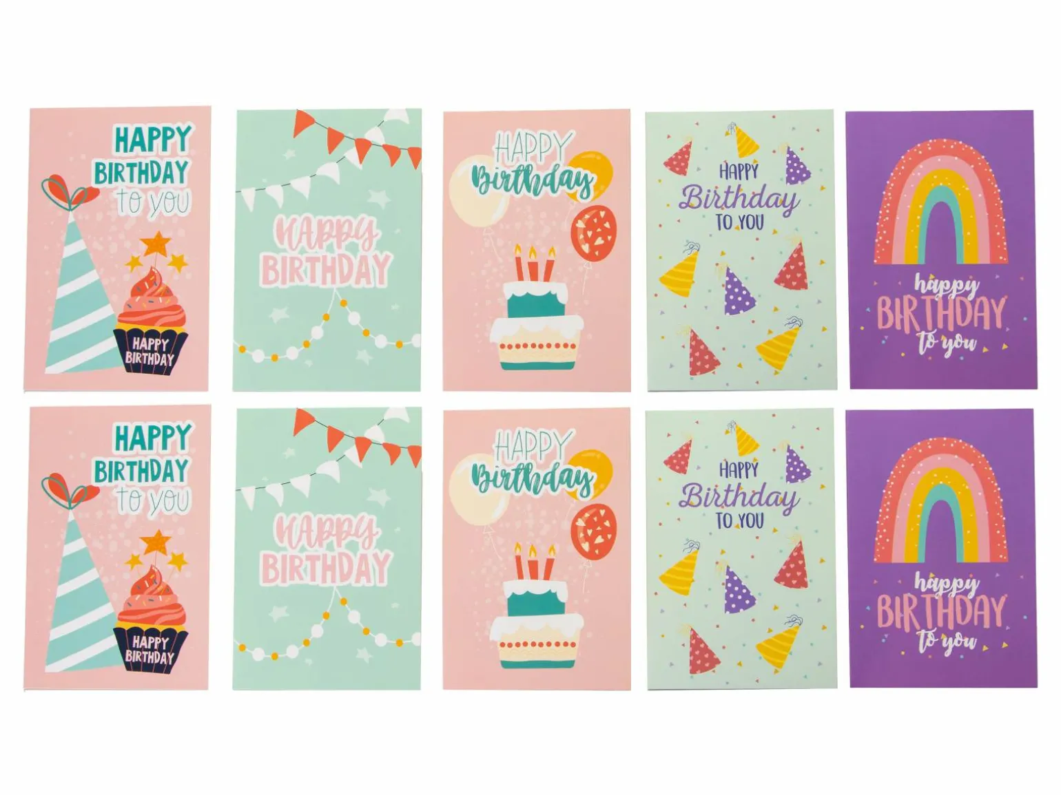 Fødselsdagskort Happy Birthday To You - 10-pak