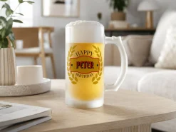 Frostet ølglas med egen tekst - Fødselsdagsdesign