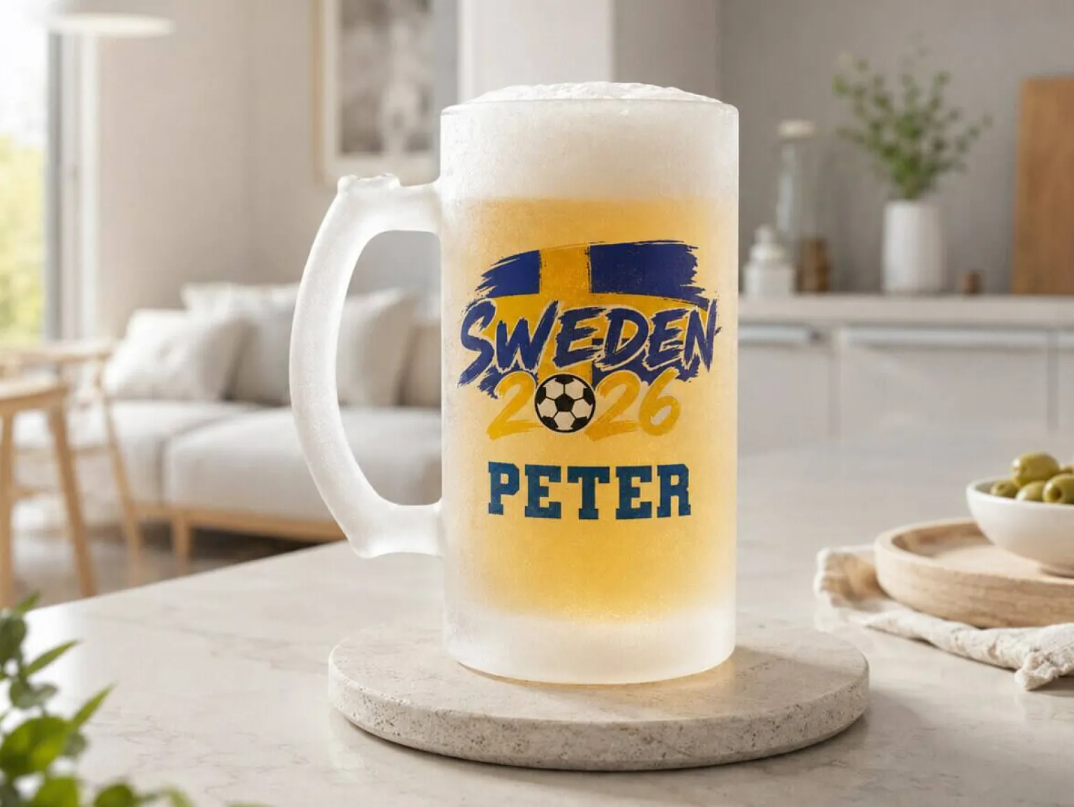 Frostet ølglas med eget design - Fodbold-VM