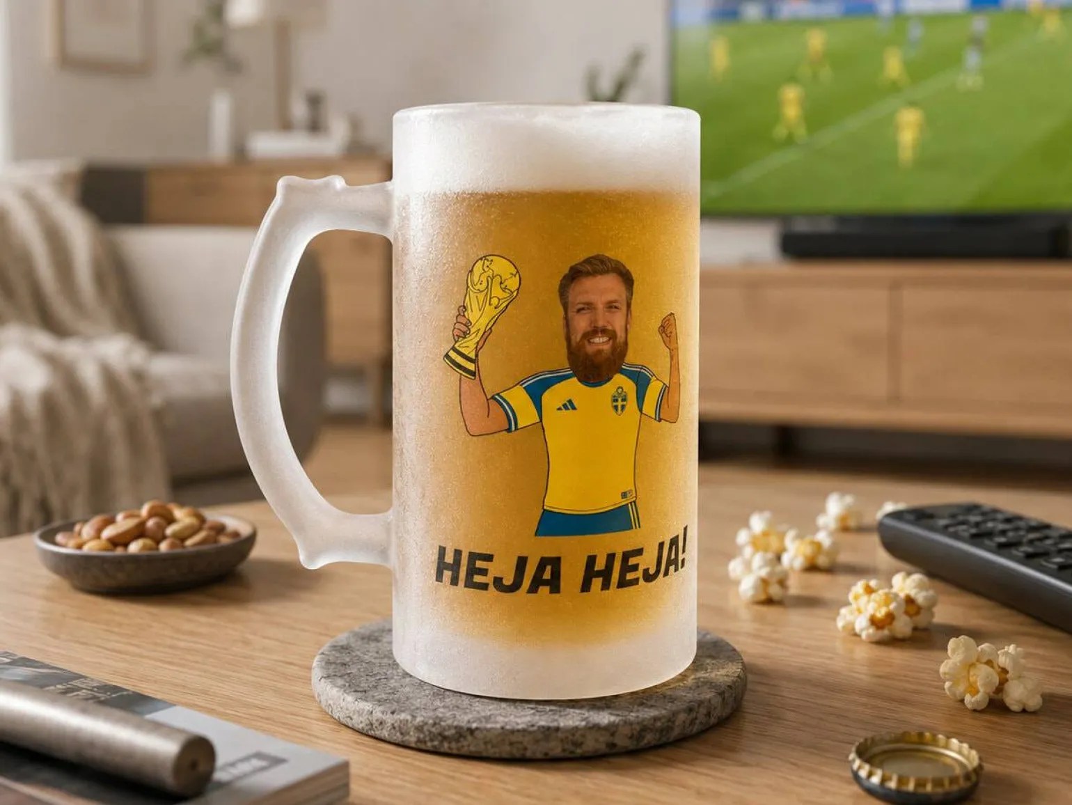 Frostet ølglas med eget design - Fodbold-VM