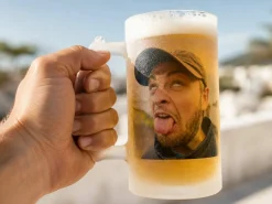 Frostet ølglas med eget foto