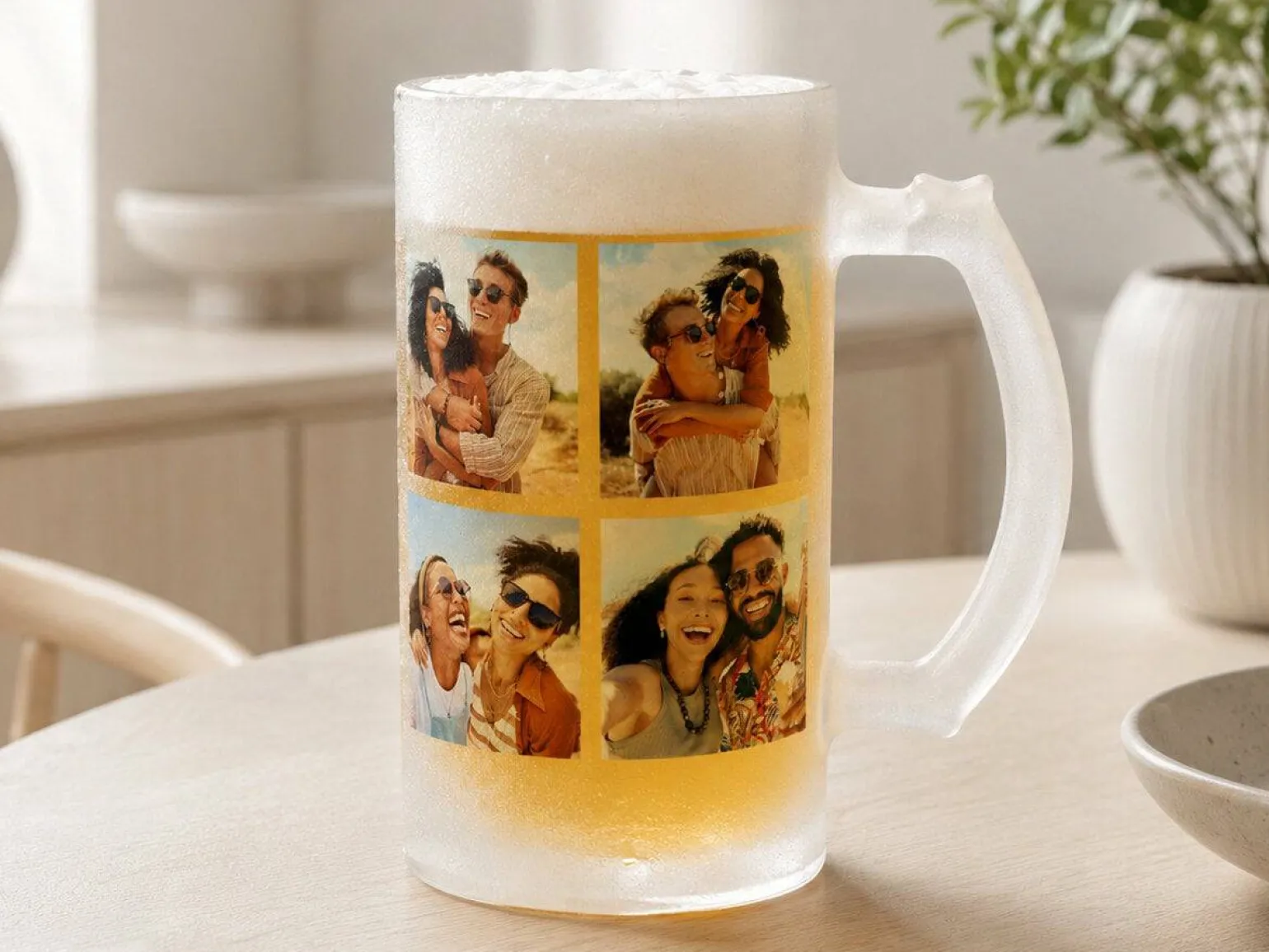 Frostet ølglas med eget foto