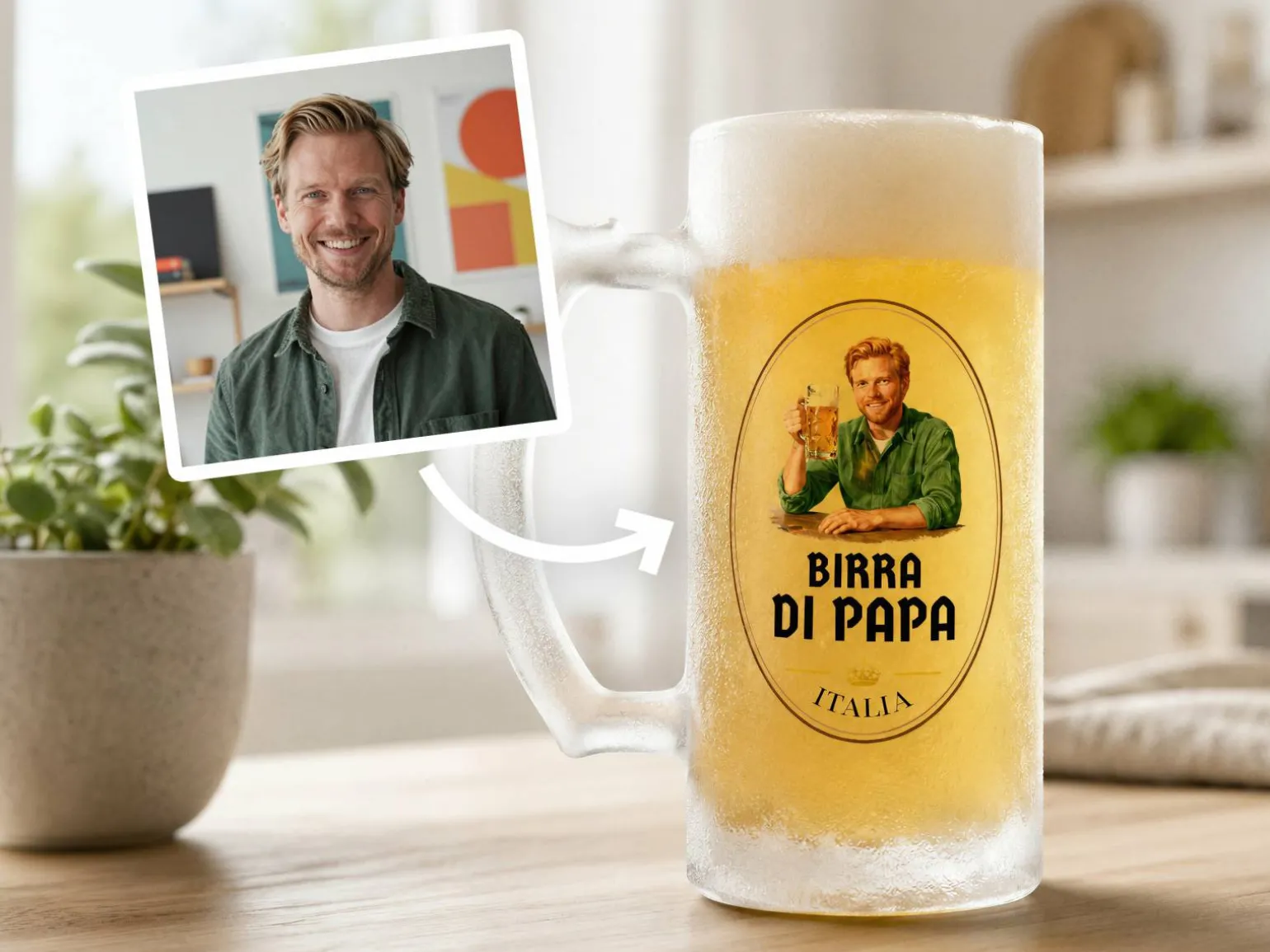 Frostet ølglas med eget foto - Øldesign
