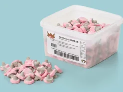 Hindbær & Lakrids Svampe Bland-selv slik i kasser 1 kg