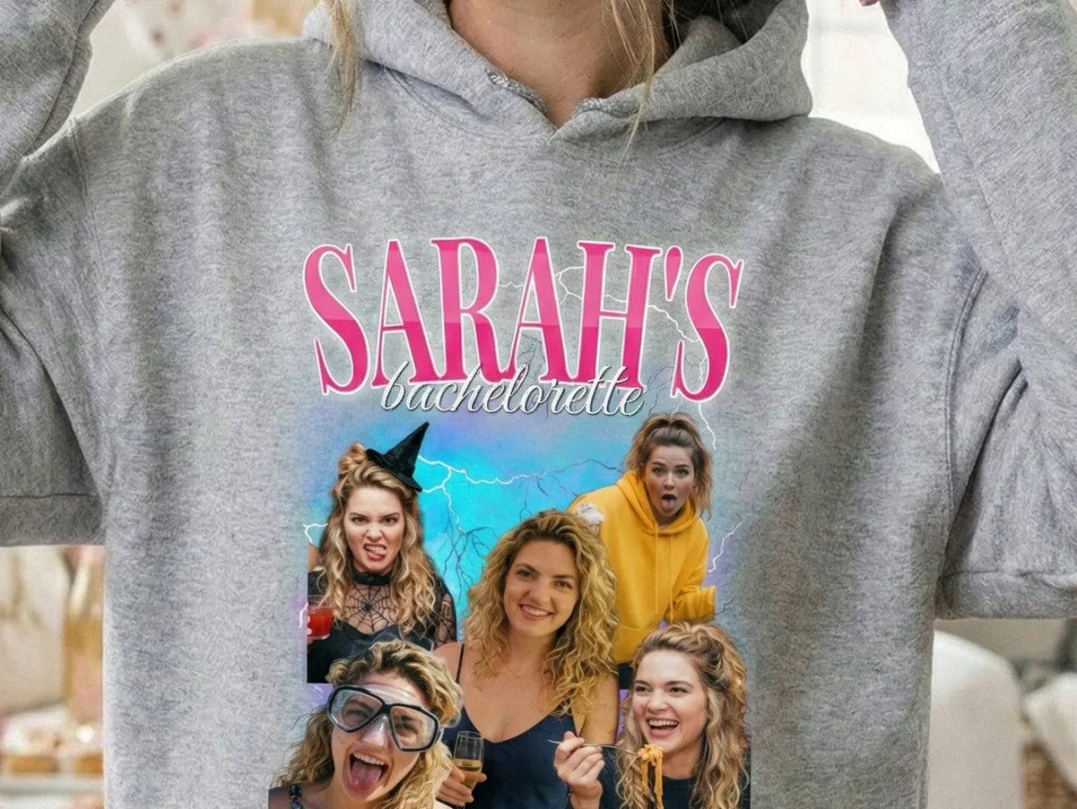 Hoodie med Fotocollage - 90'er Design