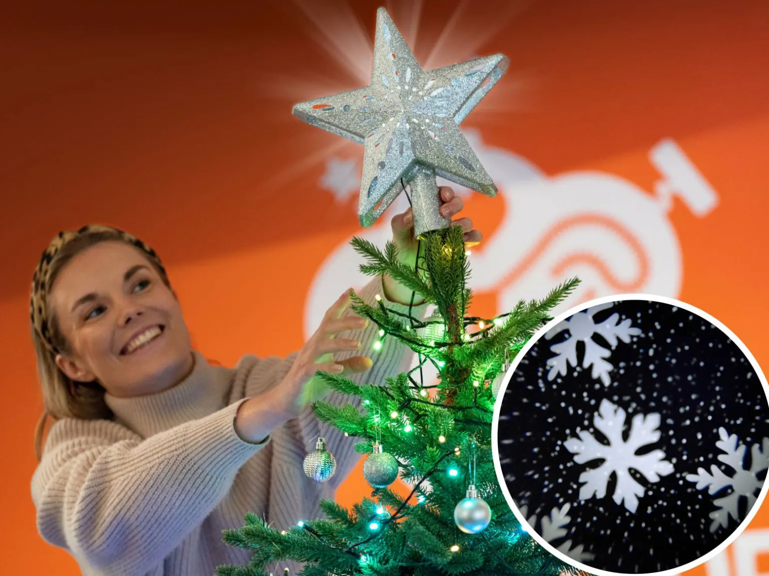 Juletræsstjerne med Projektor - Spralla