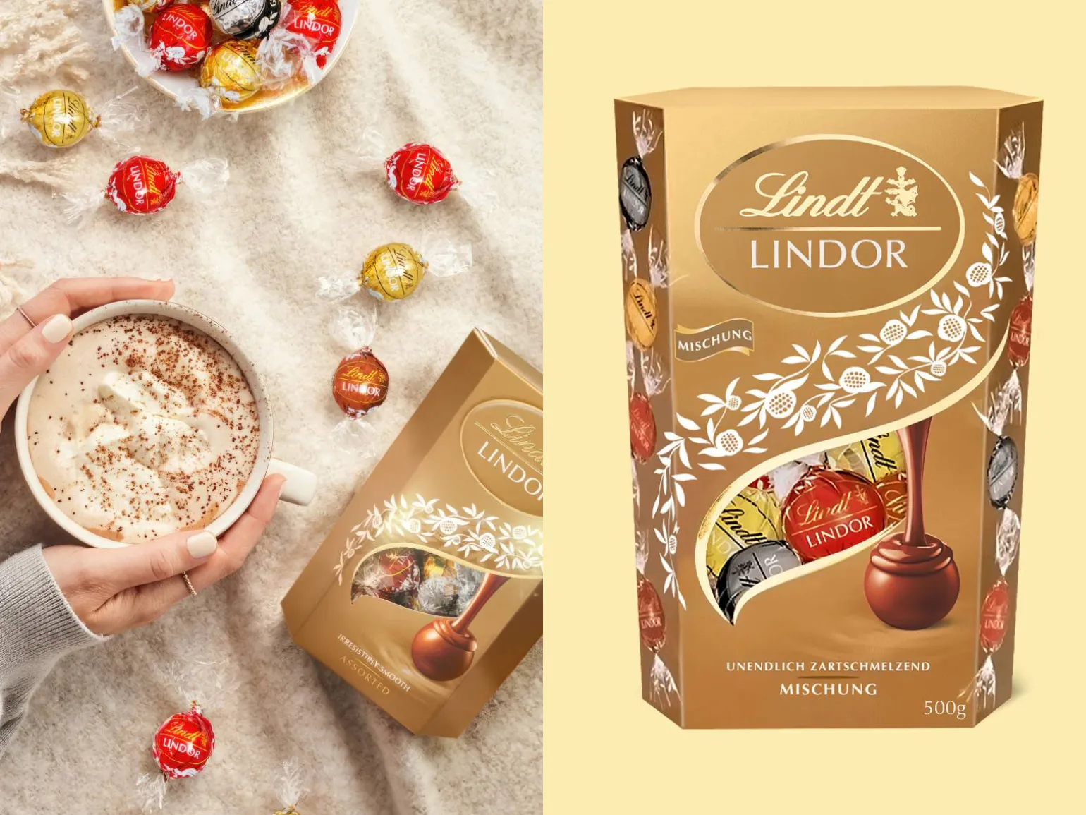Lindt Lindor Cornet 500 gram - Blandet chokolade