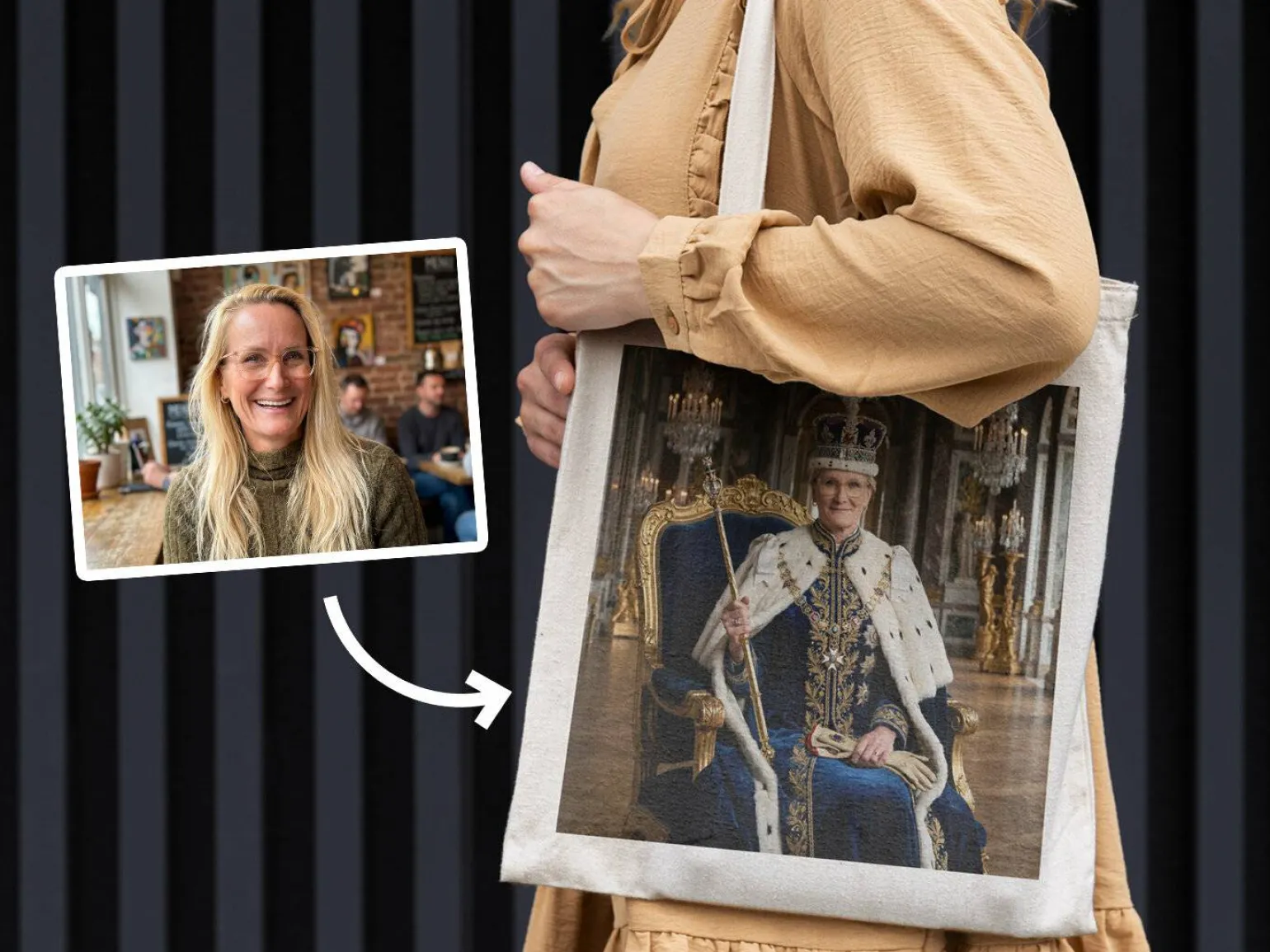 Mulepose med foto - Kongeligt portræt