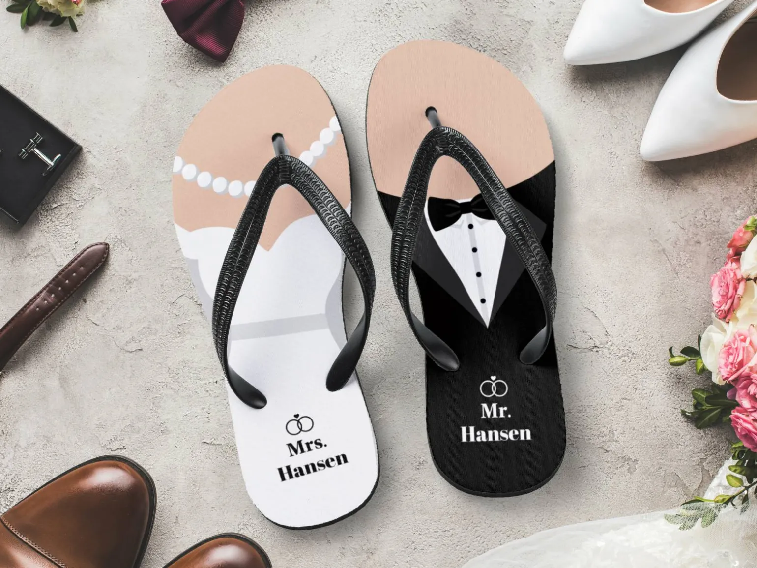 Personlige Flip-flops - Mr. & Mrs.