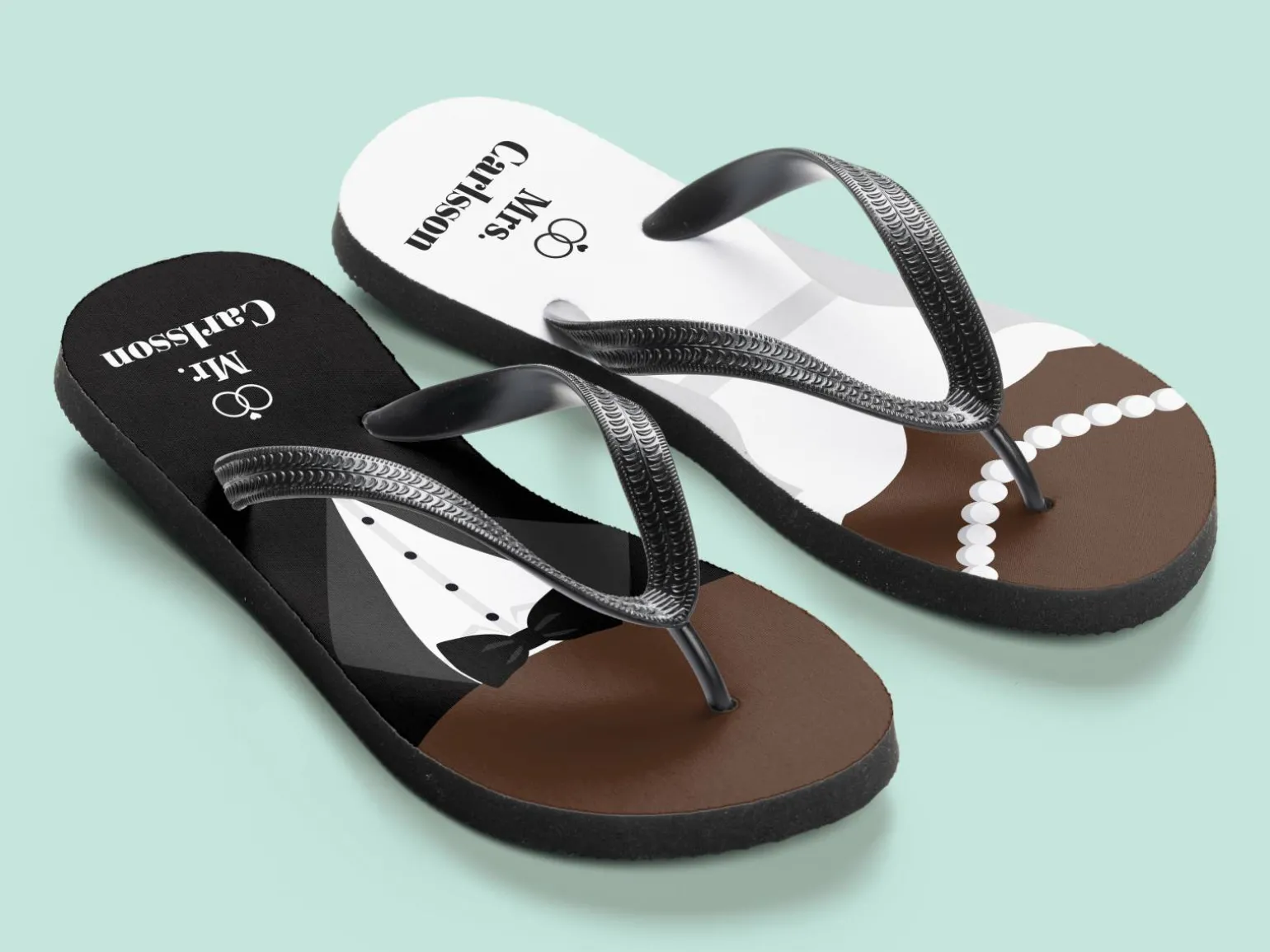 Personlige Flip-flops - Mr. & Mrs.