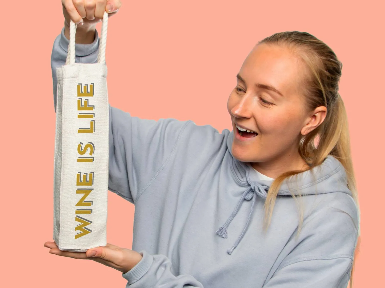 Personlig Gavepose til vin med Tekst