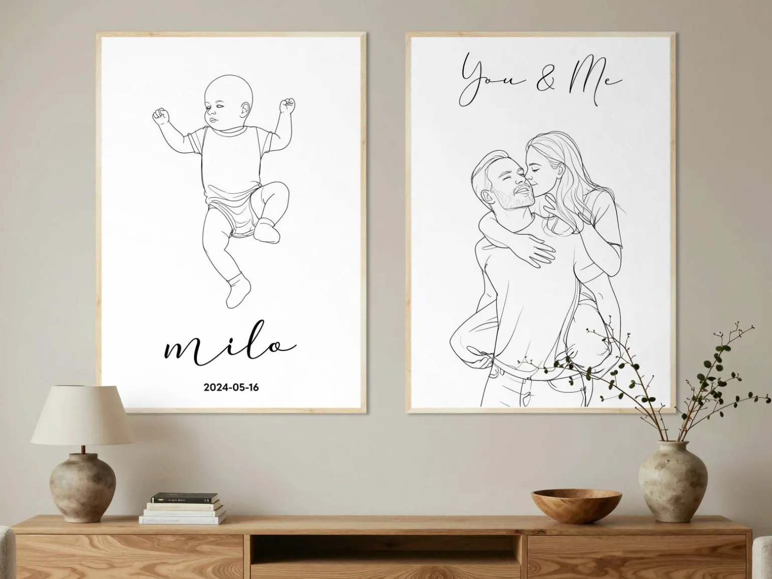 Personlig plakat med line art