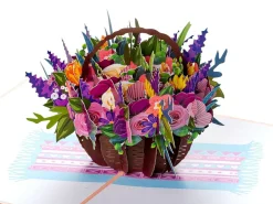 Pop Up-kort - Blomster i Kurv