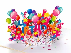 Pop Up-kort - Happy Birthday (beige kort)