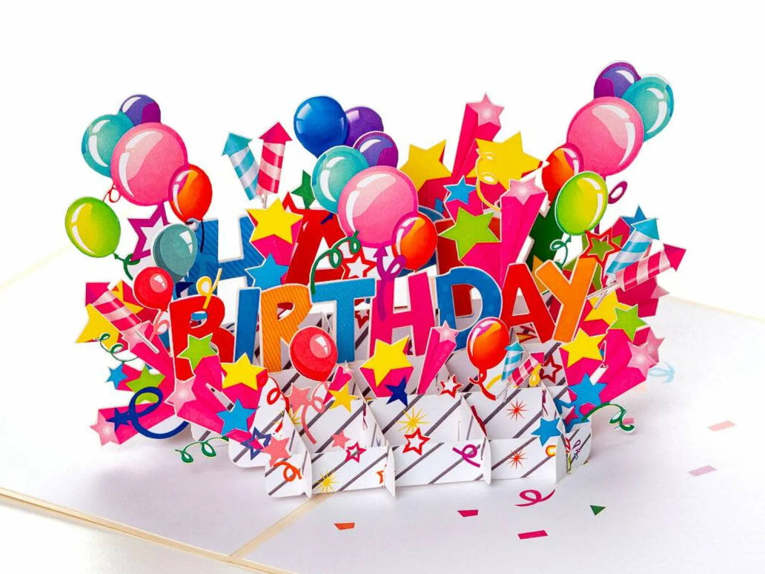 Pop Up-kort - Happy Birthday (beige kort)