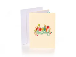 Pop Up-kort - Happy Birthday (beige kort)