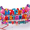 Pop Up-kort - Happy Birthday (rødt kort)