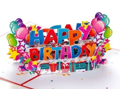 Pop Up-kort - Happy Birthday (rødt kort)