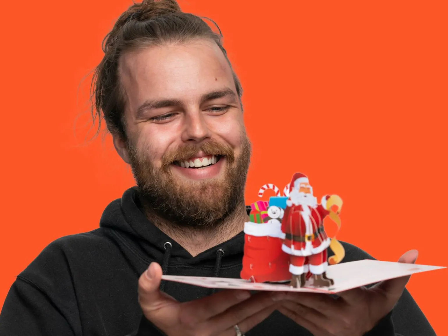 Pop Up-kort - Julekort Julemandens Julegavesæk
