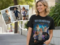 Premium T-shirt med fotocollage - 90s design