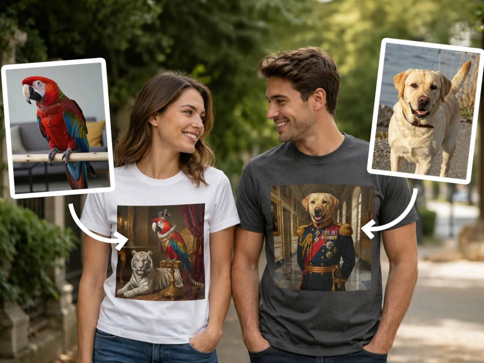Premium T-shirt med foto - Kongeligt dyreportræt