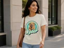 Premium T-shirt med foto - Retrodesign kæledyr