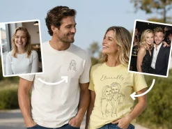 Premium T-shirt med line art