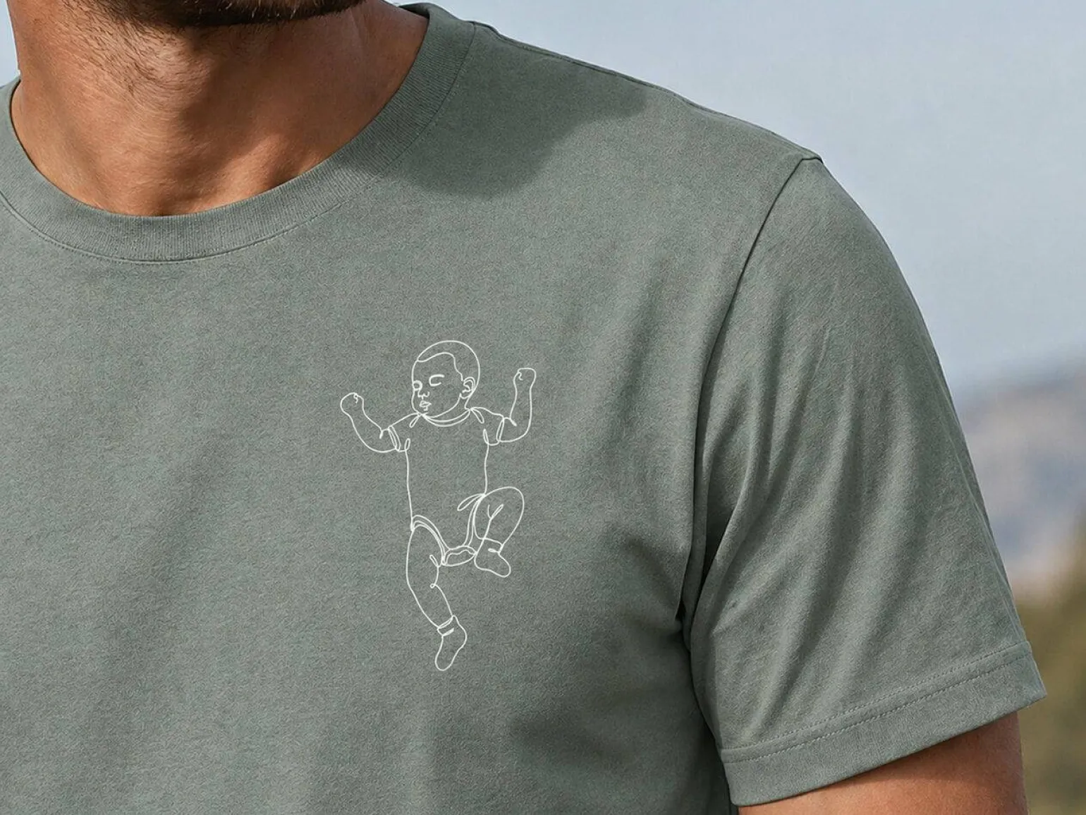 Premium T-shirt med line art