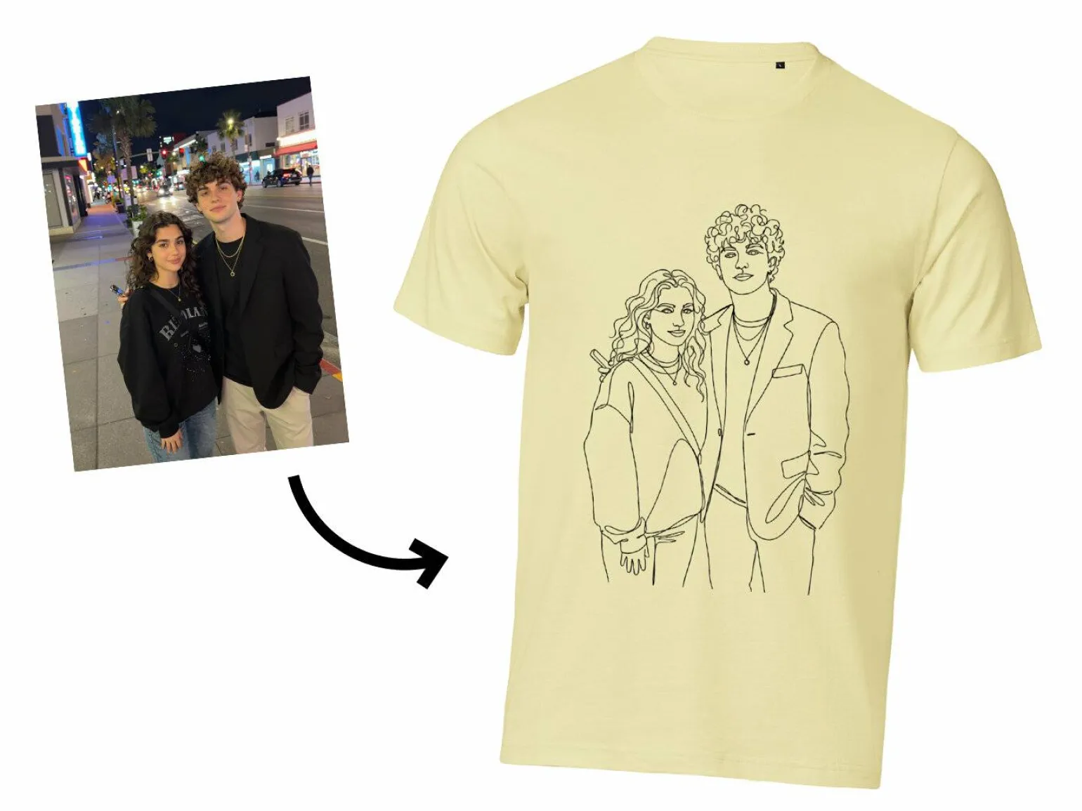 Premium T-shirt med line art