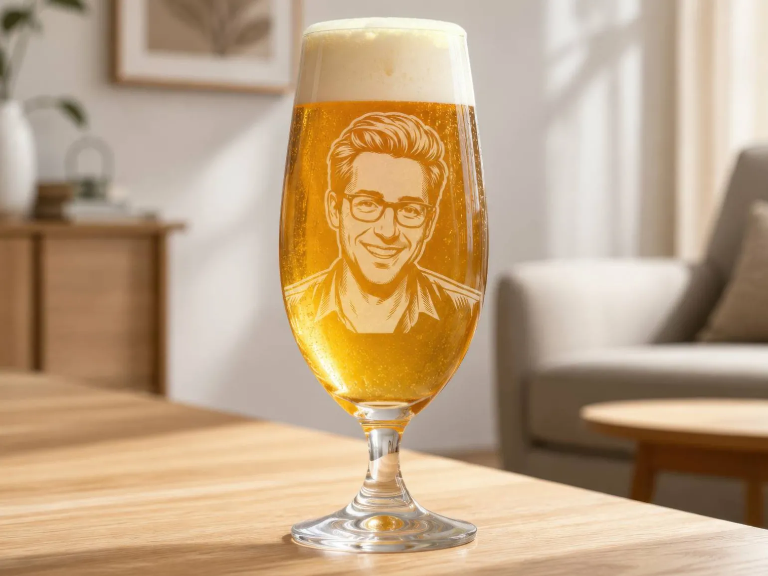 Spiegelau ølglas med gravering - Eget foto