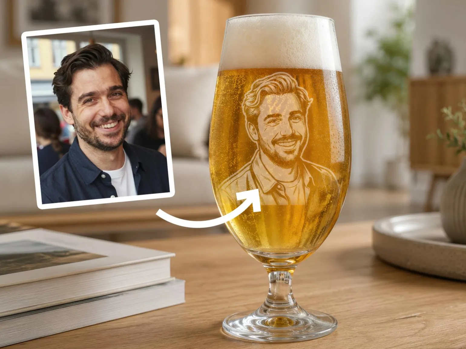 Spiegelau ølglas med gravering - Eget foto