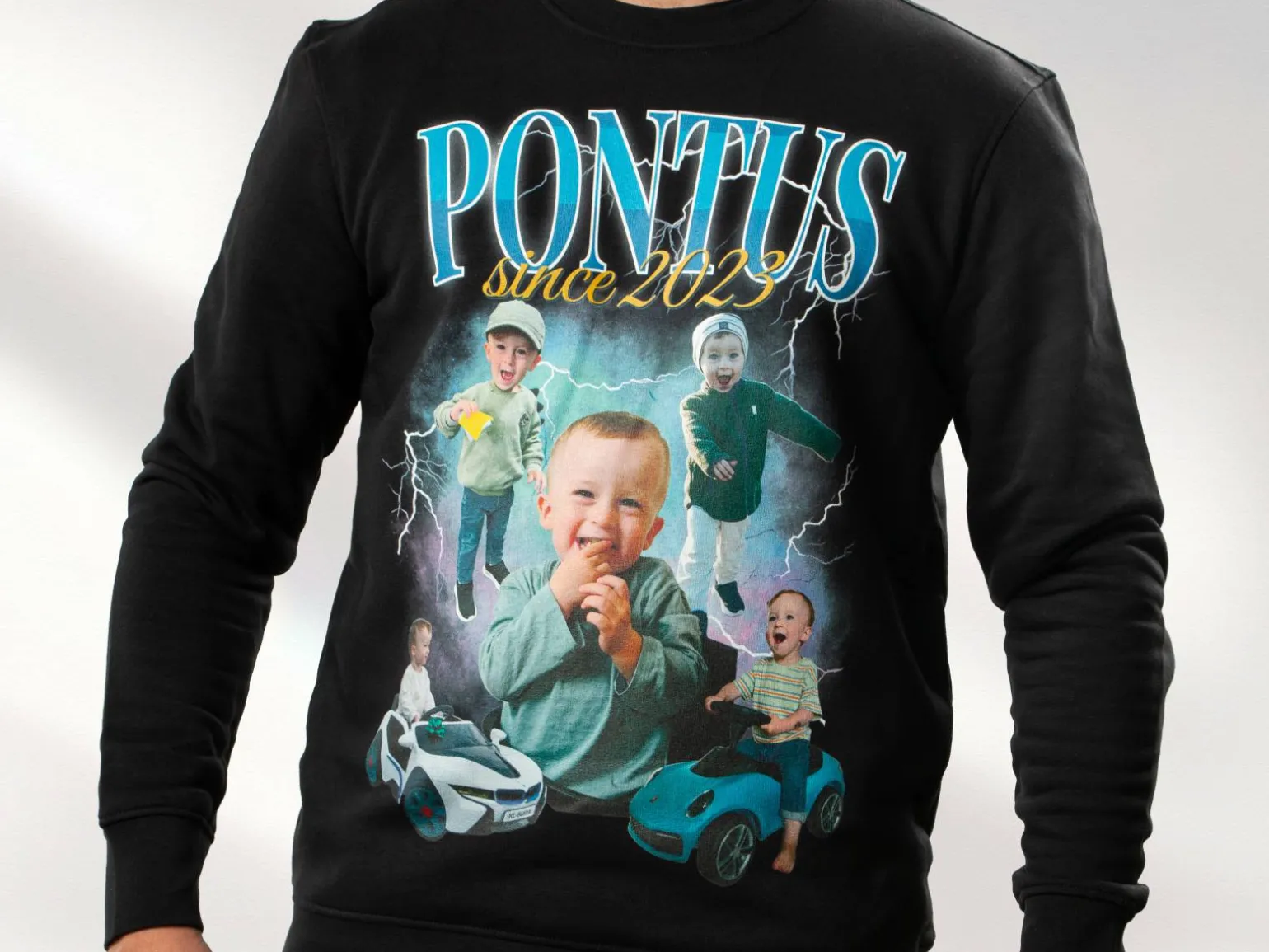 Sweatshirt med Fotocollage - 90'er Design