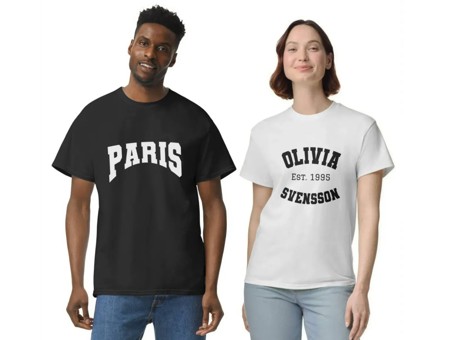 T-shirt med Egen Tekst i Collegestil