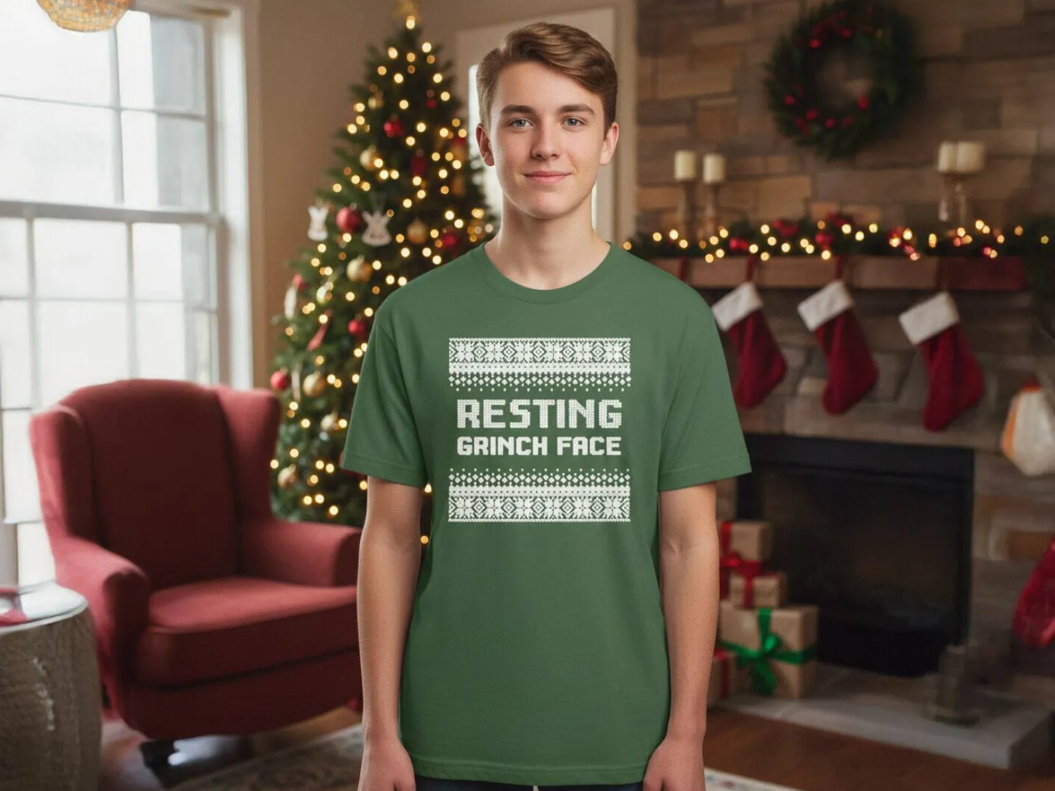 T-shirt med Egen Tekst - Julemotiv