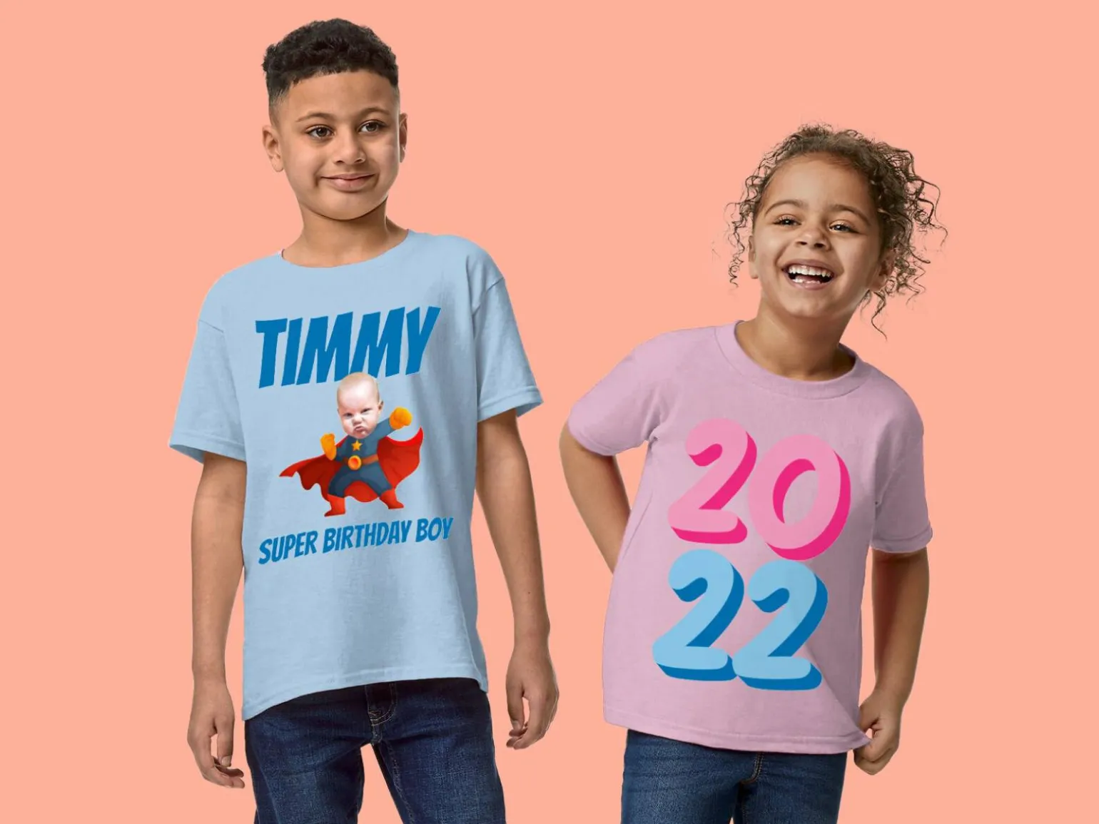 T-shirt til Børn med Egen Tekst - Fødselsdagsmotiv