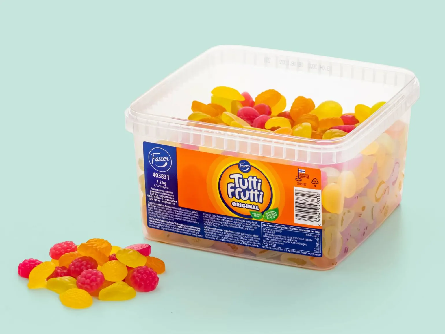 Tutti Frutti Bland-selv slik i kasser 2,2 kg