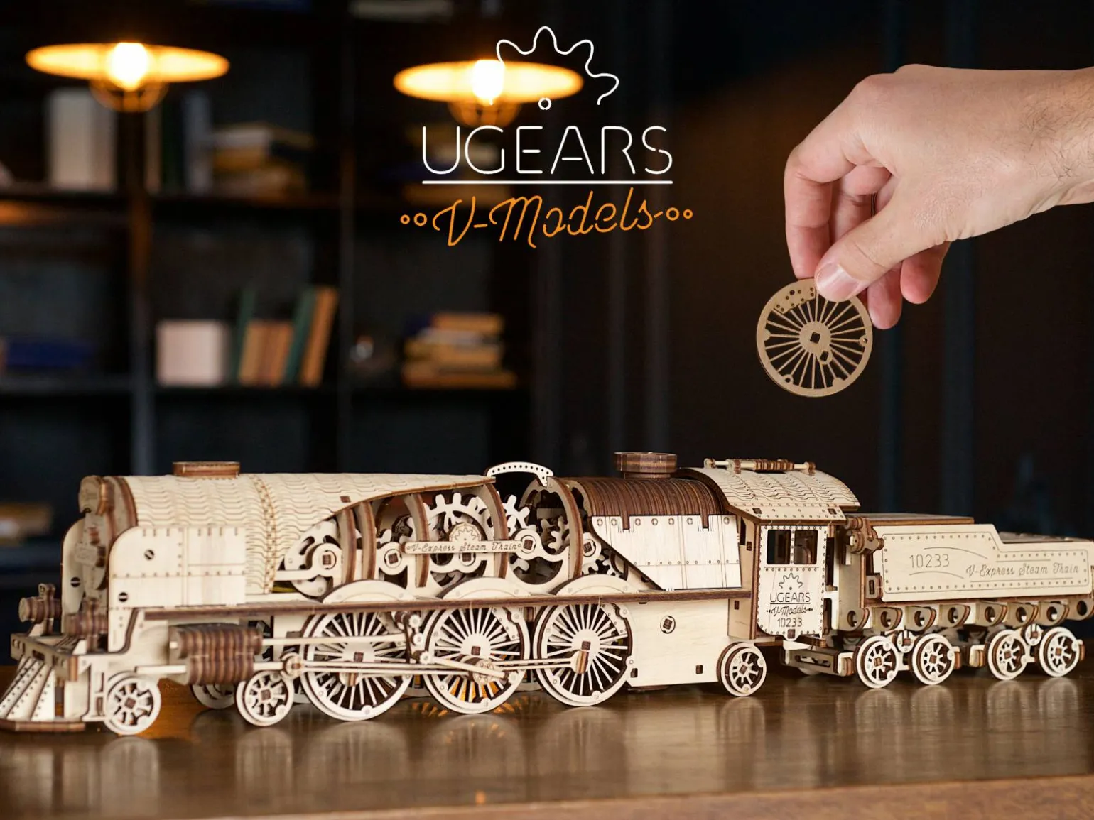 Ugears 3D-puslespil i Træ - Tog